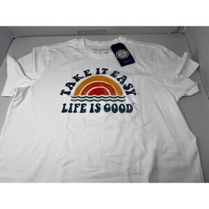 Life is Good Men's Crusher T-Shirt Logo Take Is Easy Sun Setting Size Large NWT
